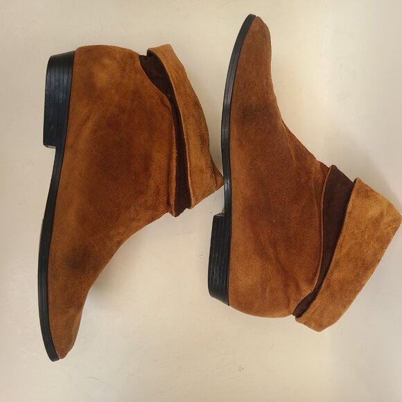 Vtg 80s 90s Impo Brown Ankle Slouch Boots 8 Boho Retro Robin Hood - Picture 5 of 16
